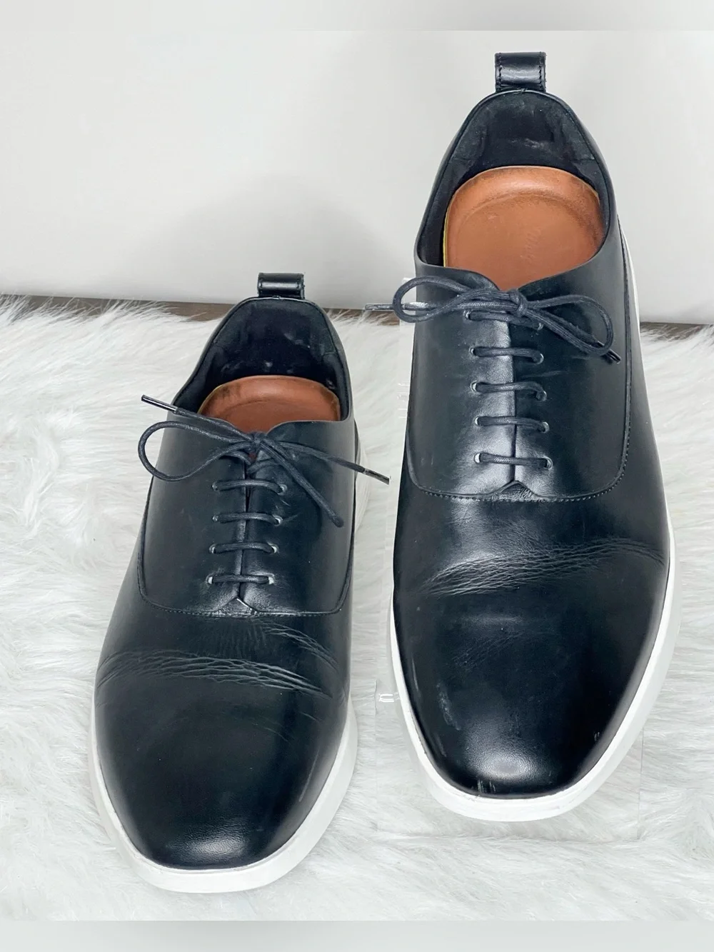 Wolf & Sheperd Crossover Black Leather Derby Shoes Size 11.5